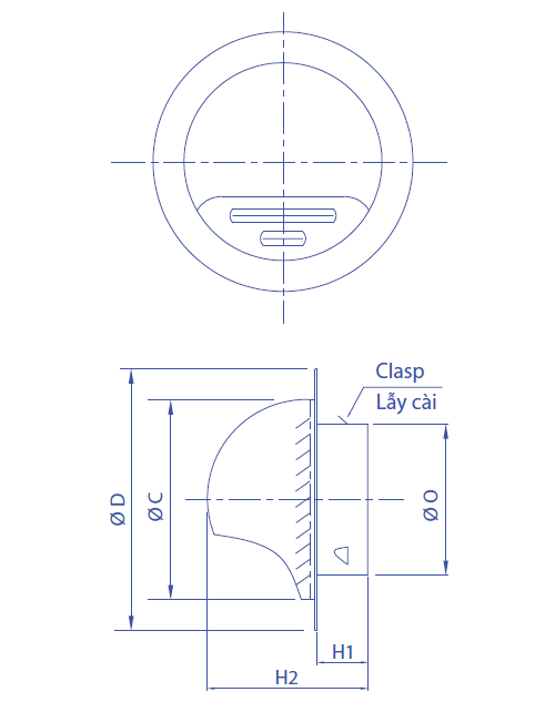 Bản vẽ kỹ thuật chụp thông hơi Air Ventcap SFX-S