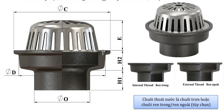Phễu thu nước mái SR6