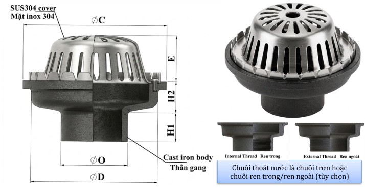 Phễu thu nước mái SR6L