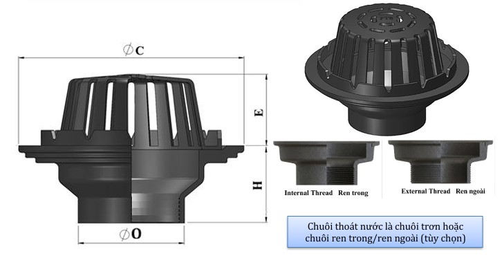 Phễu thu nước mái SR7