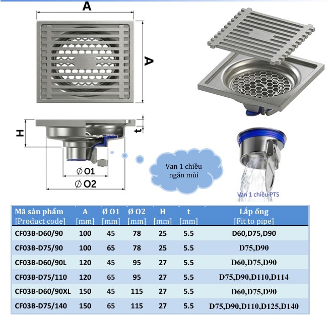 Phễu thu sàn CF03B