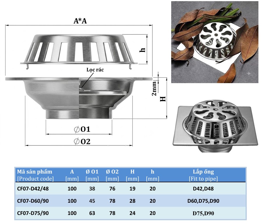 Phễu thu sàn ban công CF07